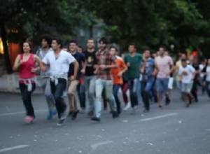 Morning exercise on Baghramyan Avenue