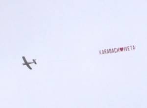 “Karabakh loves Iveta” note in Stockholm’s sky