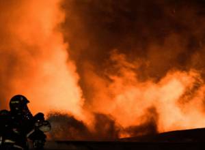 Eight firefighters feared dead in massive fire at Moscow warehouse