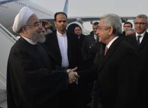 Iran President arrives in Armenia