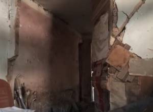 Half-destroyed building in Tumanyan community