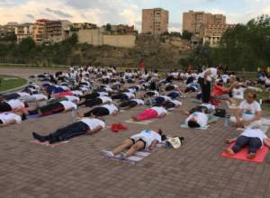 Yoga teacher admired with Armenian spirit
