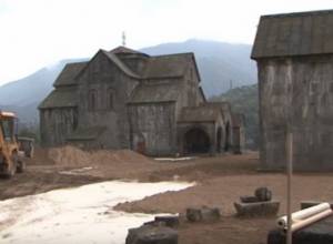 Construction works carried out in yard of Akhtala church to reduce radiation
