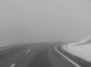 Snow and fog on some highways of country