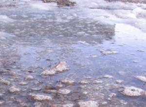 Талые воды затопили село.