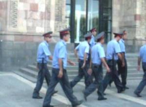 Policemen are preparing