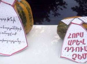 Two pumpkins put on display outside Prosecutor's Office