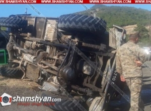 Перевозящий военнослужащих ГАЗ 66 перевернулся: 11 раненых перевезены в Ноемберянский МЦ: Shamshyan.com