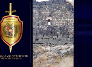Ալավերդու ոստիկանները հայտնաբերել են եկեղեցու պատին ներկով գրառումներ արած պատանուն