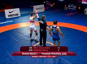 Ըմբշամարտի ԵԱ. Ջաբուրյանը պարտվեց 0:10 հաշվով, բրոնզը բաժին հասավ մրցակցին