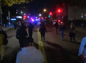 Results of US presidential election not summed up yet, but people already gathering near White House to protest