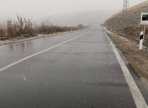 Light snow on roads of Goris region