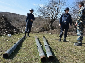 Работы по обезвреживанию неразорвавшихся боеприпасов в селах Хнацах и Айгестан