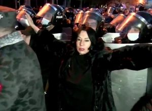 Наира Зограбян спиной удерживала полицейскую стену