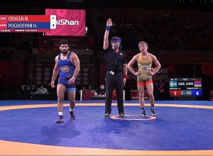 Հրաչյա Պողոսյանը` Եվրոպայի չեմպիոն, Դավիդ Օվասապյանը` փոխչեմպիոն. ըմբշամարտի Մ-23 առաջնություն