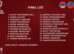 Հայտնի է Հայաստանի հավաքականի վերջնական հայտացուցակը և խաղի մարզաշապիկի գույնը