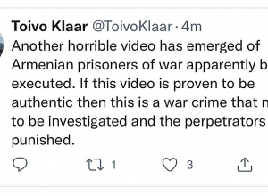 Դա ռազմական հանցագործություն է, որը պետք է հետաքննվի․ Տոյվո Կլաարը՝ հայ ռազմագերիներին գնդակահարելու տեսանյութի մասին