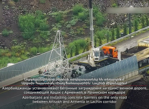 Ադրբեջանական կողմը երեկ բետոնե արգելապատնեշով փակելով Արցախ-Հայաստան միակ ճանապարհը(Լաչինի միջանցքը)