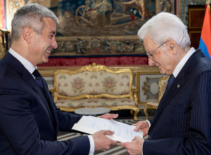 Վլադիմիր Կարապետյանն իր հավատարմագրերն է հանձնել Իտալիայի նախագահ Սերջո Մատարելլային