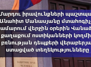 ՄԻՊ-ը մտահոգիչ է համարում Վանաձորում ոստիկանների կողմից բռնության դեպքերի վերաբերյալ ստացված տեղեկությունները